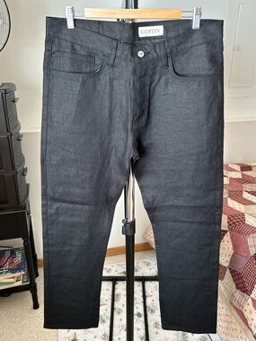 Gustin Straight Linen Pants Black 36